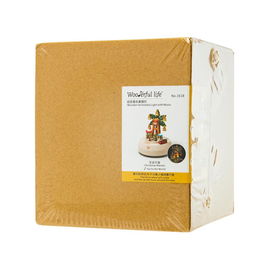 JEAN CULTRAL Wooden Animated Light w/Mus Xmas Market - LOG-ON