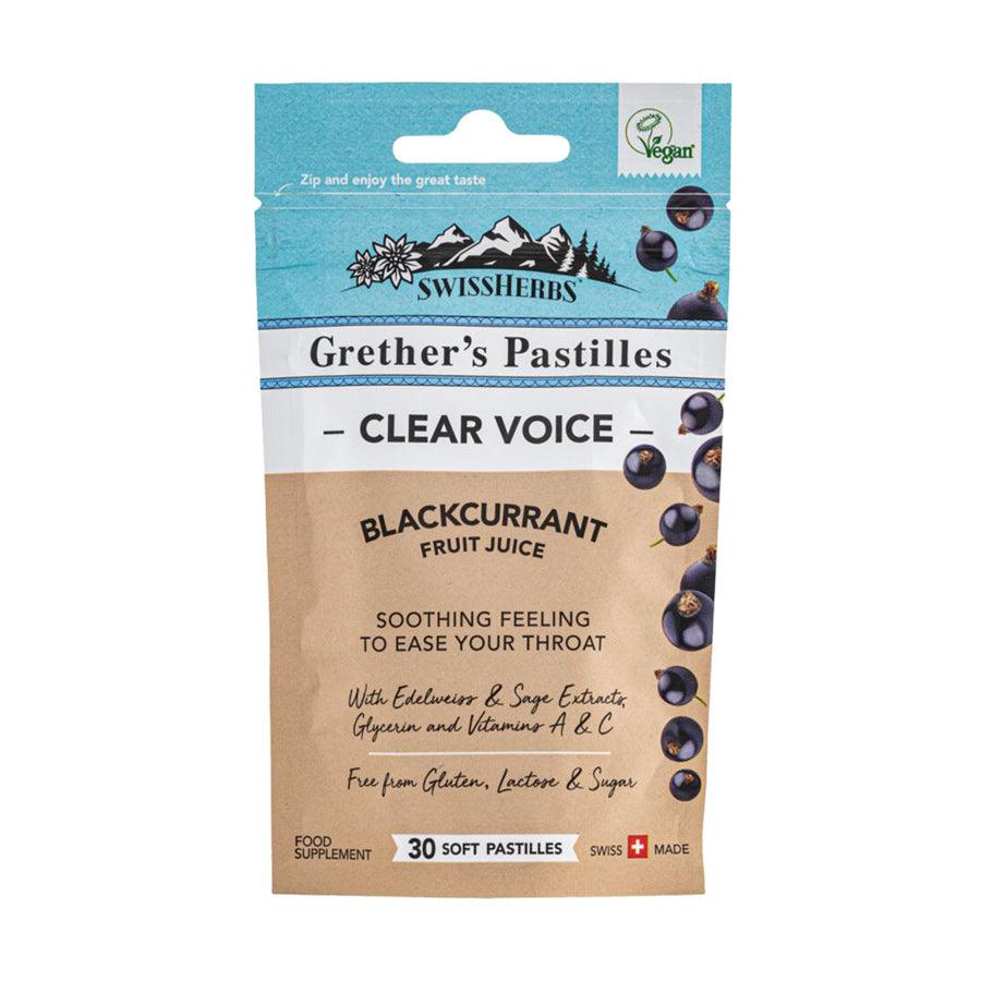 GRETHER'S Clear Voice - Blackcurrant Sugarfree Food Supplement (45g) - LOG-ON