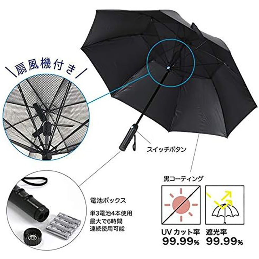 SPICEOFLIFE Palasol W Fan Stick Umbrella-Ice Blue (1pc)