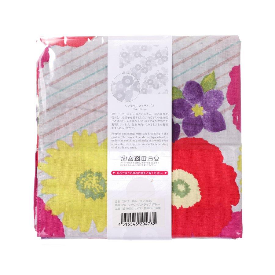 YAMADASENI Furoshiki Flower Stripe - Green 70X70cm (76g) - LOG-ON