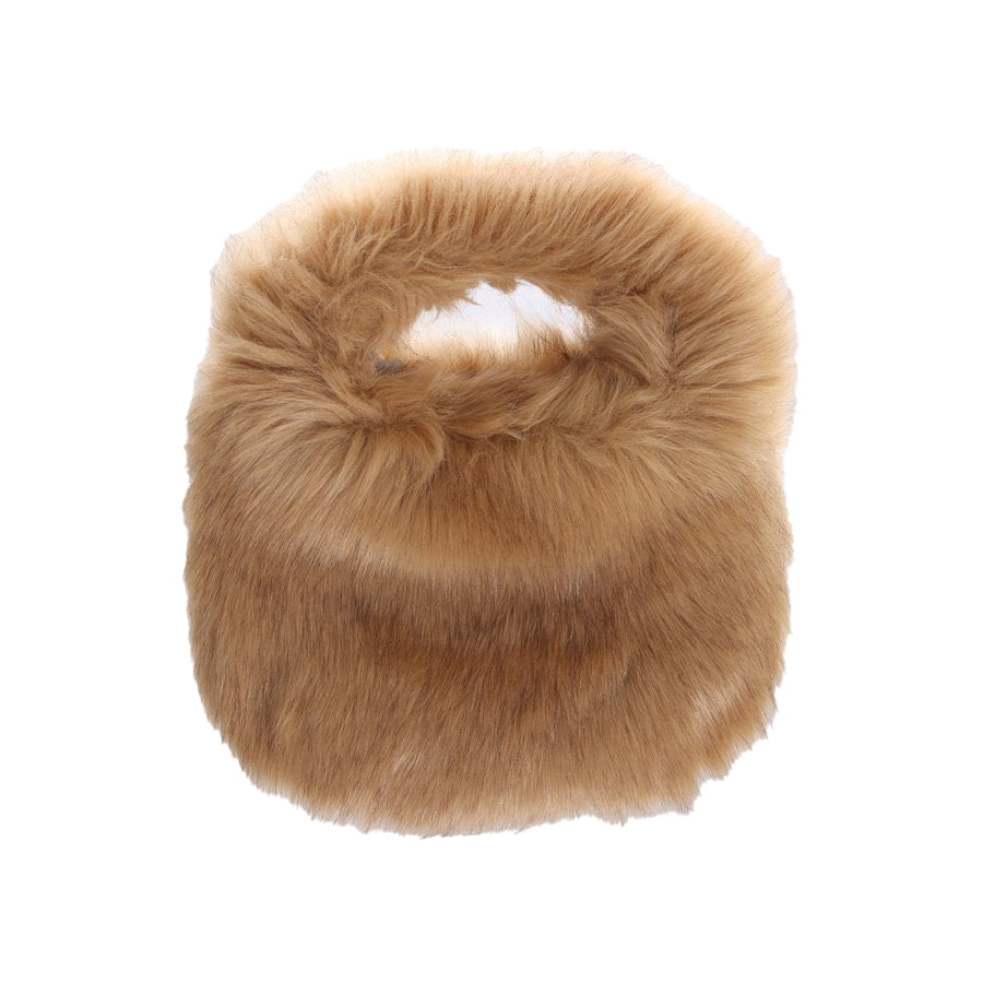 SENBADO Fur Handy Bag Brown X Beige (260g)