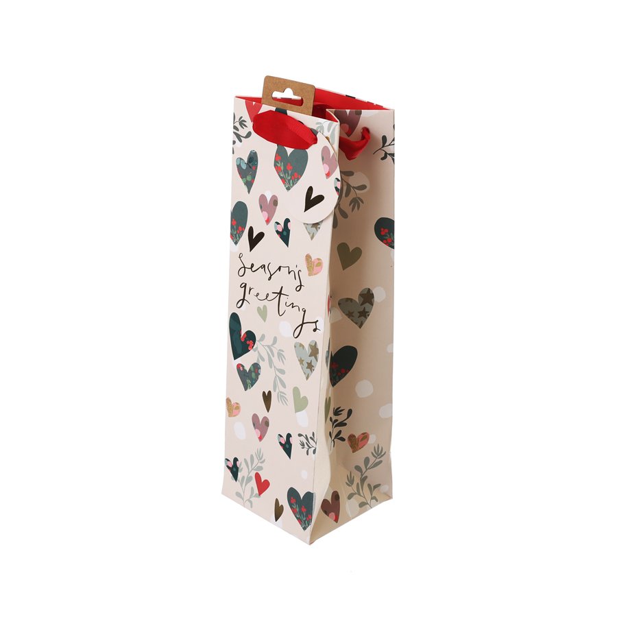 GLICK Xmas Paper Bottle Bag - Hearts