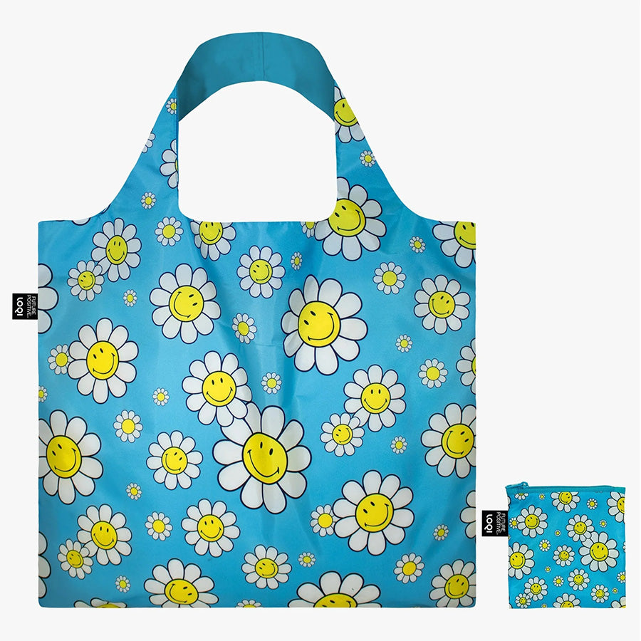 LOQI Foldable Bag-Smiley Flowers Aquarius