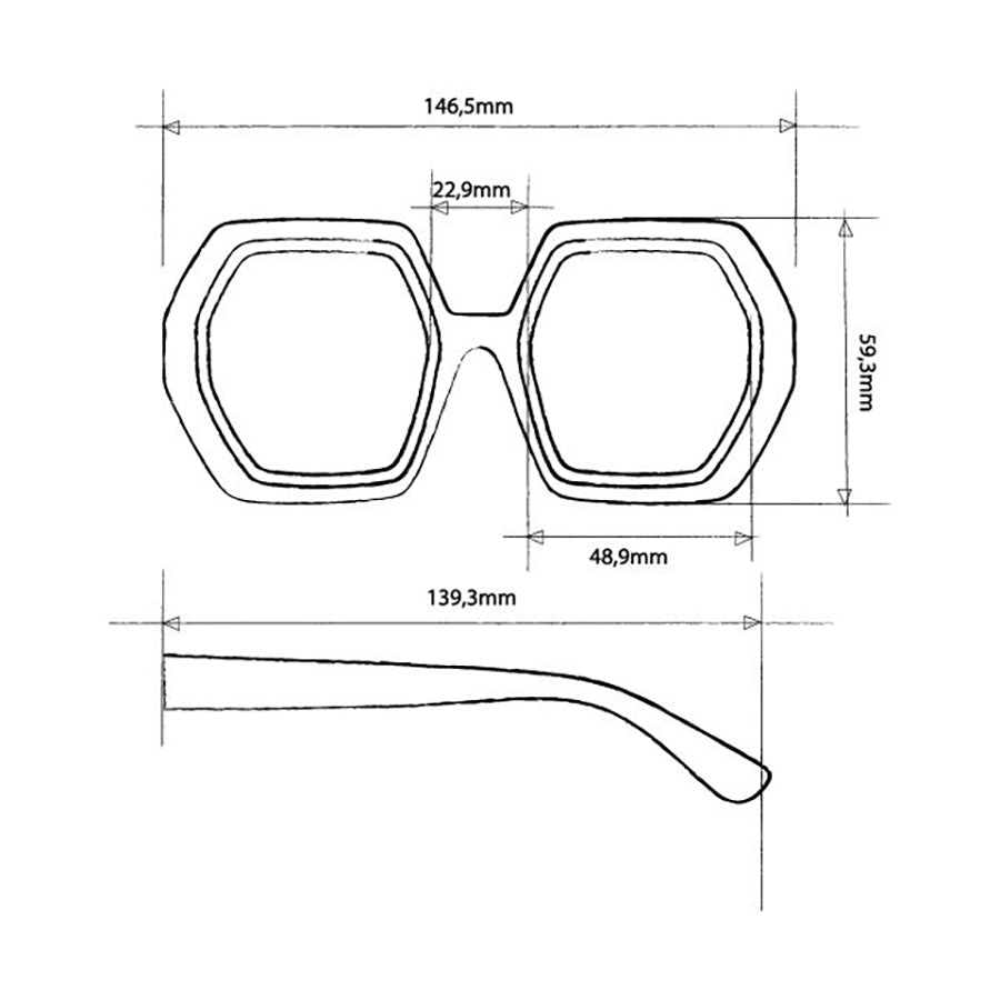 OKKIA Bigframe Hexagon Sunglasses Emma D60