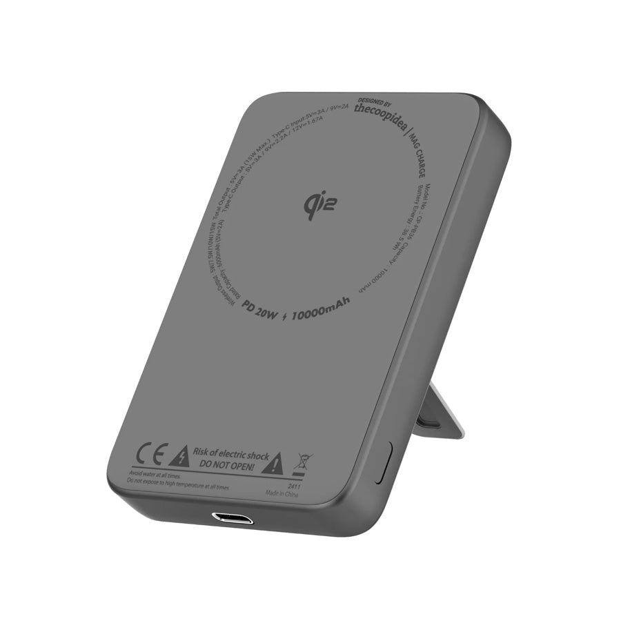 THECOOPIDEA Mag Charge Qi2 10000mAh (38.5 WH) Magnetic Powerbank Black