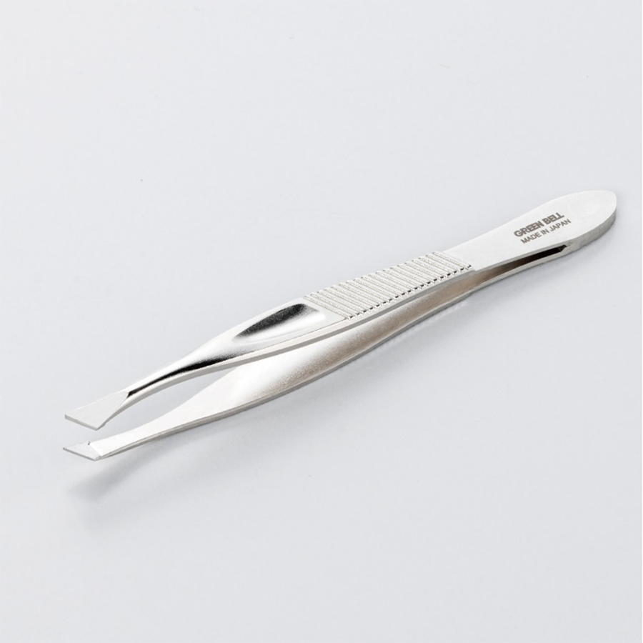 GREEN BELL Stainless Steel Eyebrow Pliers, Slide Tip, Double-Sided Clamp
