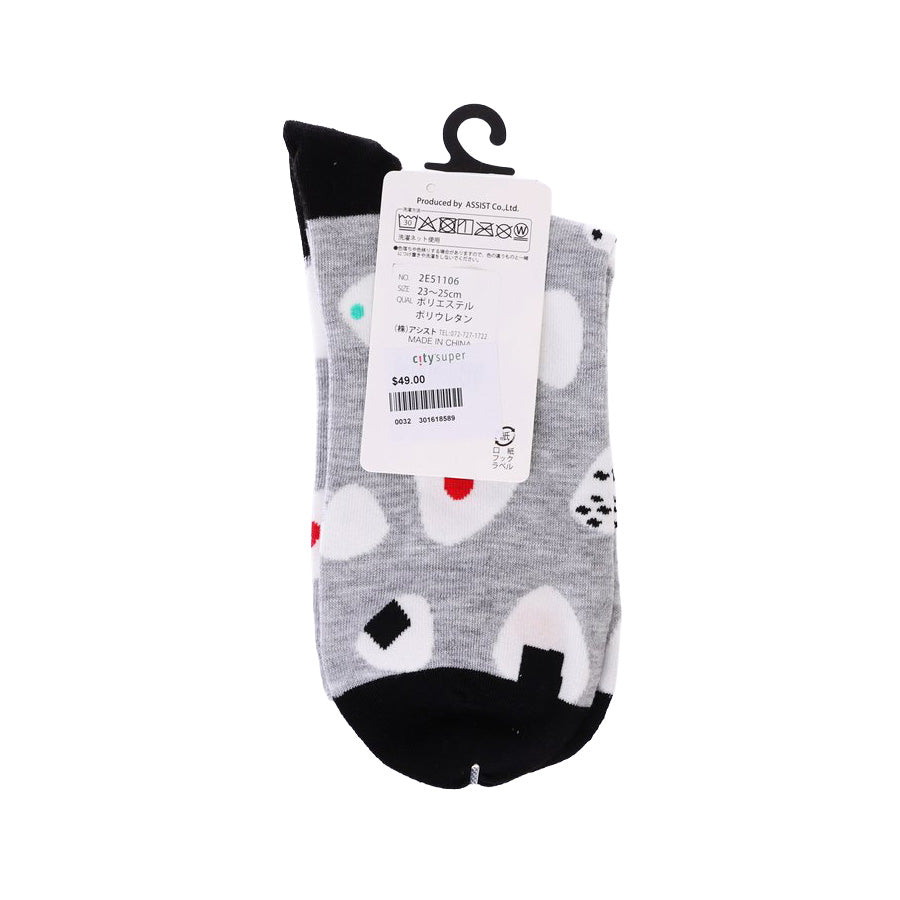 ASSIST S26 AS Onigiri All-Over Pattern One-Point Embroidery Crew Socks - W 2E51106