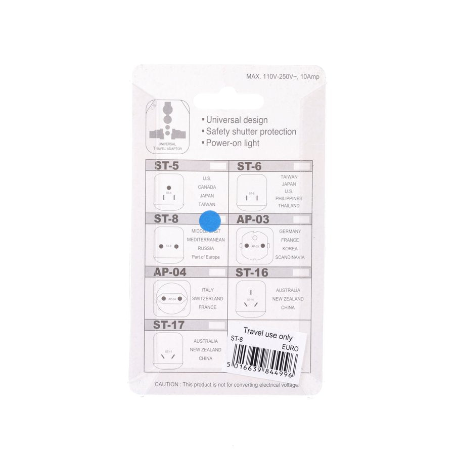 SAFEWAY Universal Travel Adaptor - Euro/M E 2-R