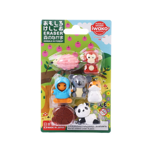 IWAKO Fancy Eraser Animal In Forest Set