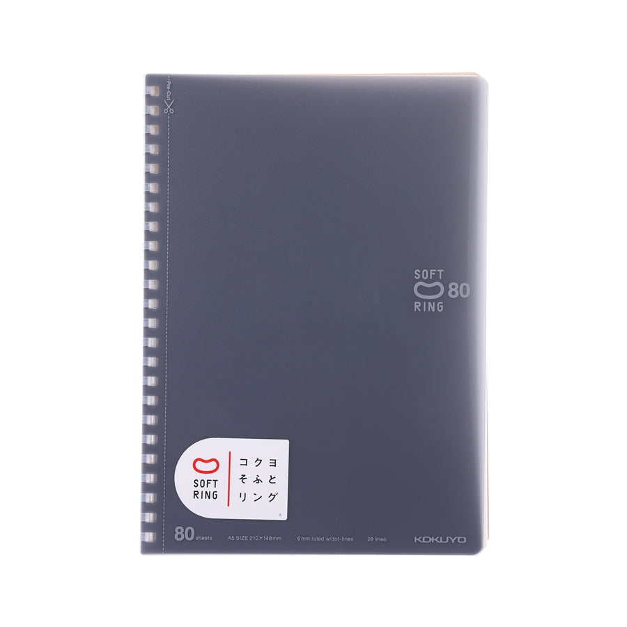 KOKUYO Soft Ring Notebook A5 80 Pages - Dark Grey  (220g)