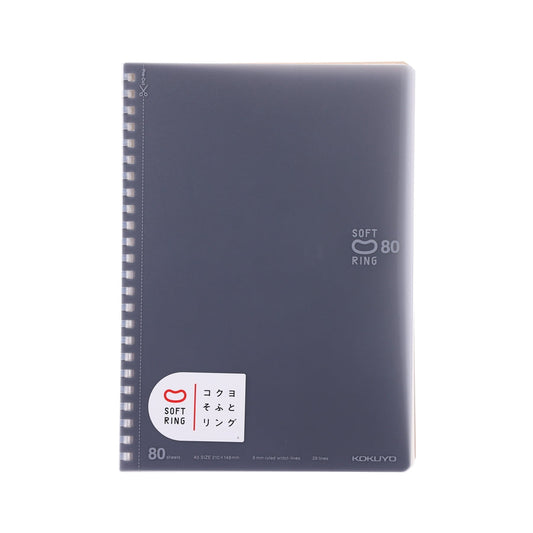 KOKUYO Soft Ring Notebook A5 80 Pages - Dark Grey  (220g)