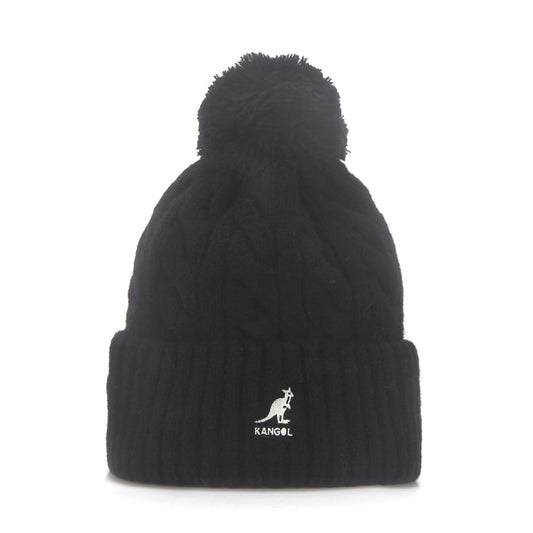 KANGOL POMPOM BEANIE_BLACK_1SFM