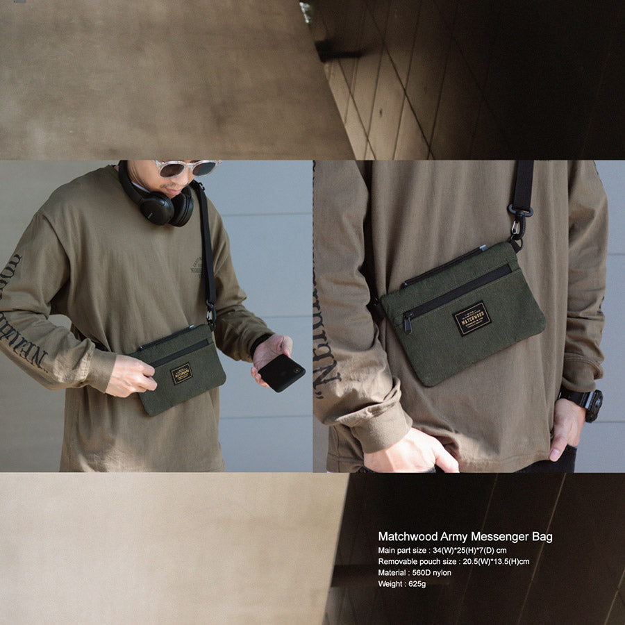 MATCHWOOD Army Messenger Bag - Olive  (690g)