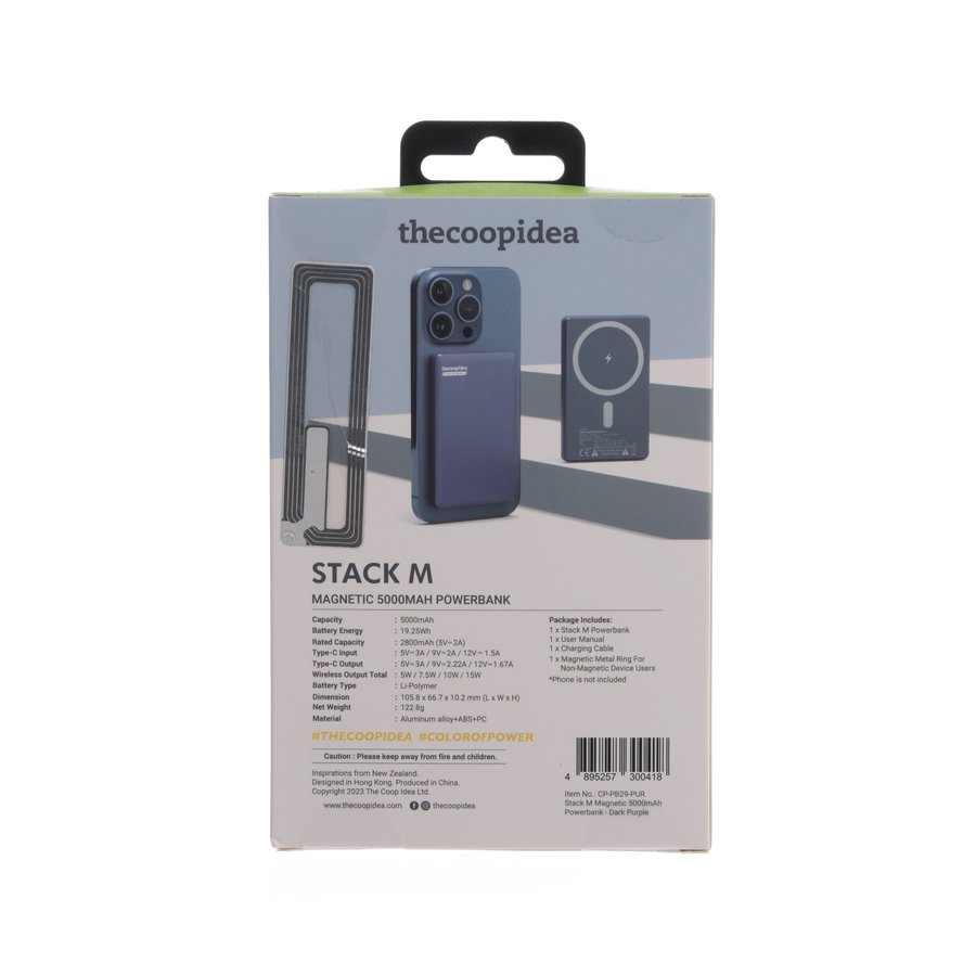 THECOOPIDEA STACK M Ultra Slim Magnetic 5000mAh (19.25 WH) Powerbank Dark Purple