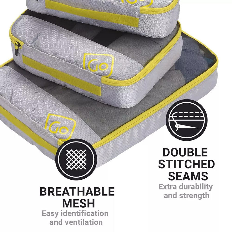 GO TRAVEL Triple Packing Cubes - Yellow