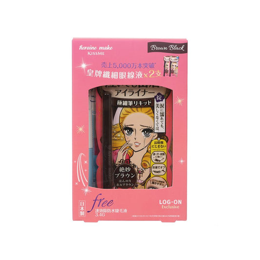 HEROINE MAKE Smooth Liquid Eyeliner (02) 0.4mL x 2 + Mascara Remover Mini 3.4g