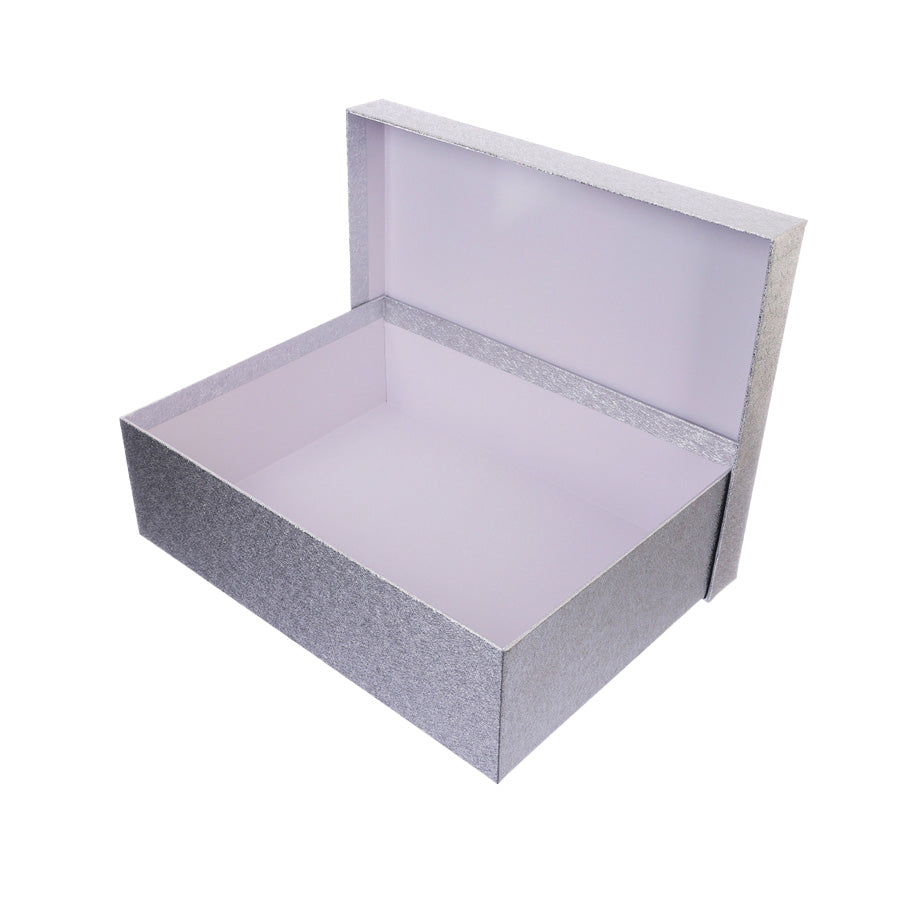 YUCCA Metallic Retangular Box Silver 395X300X120mm