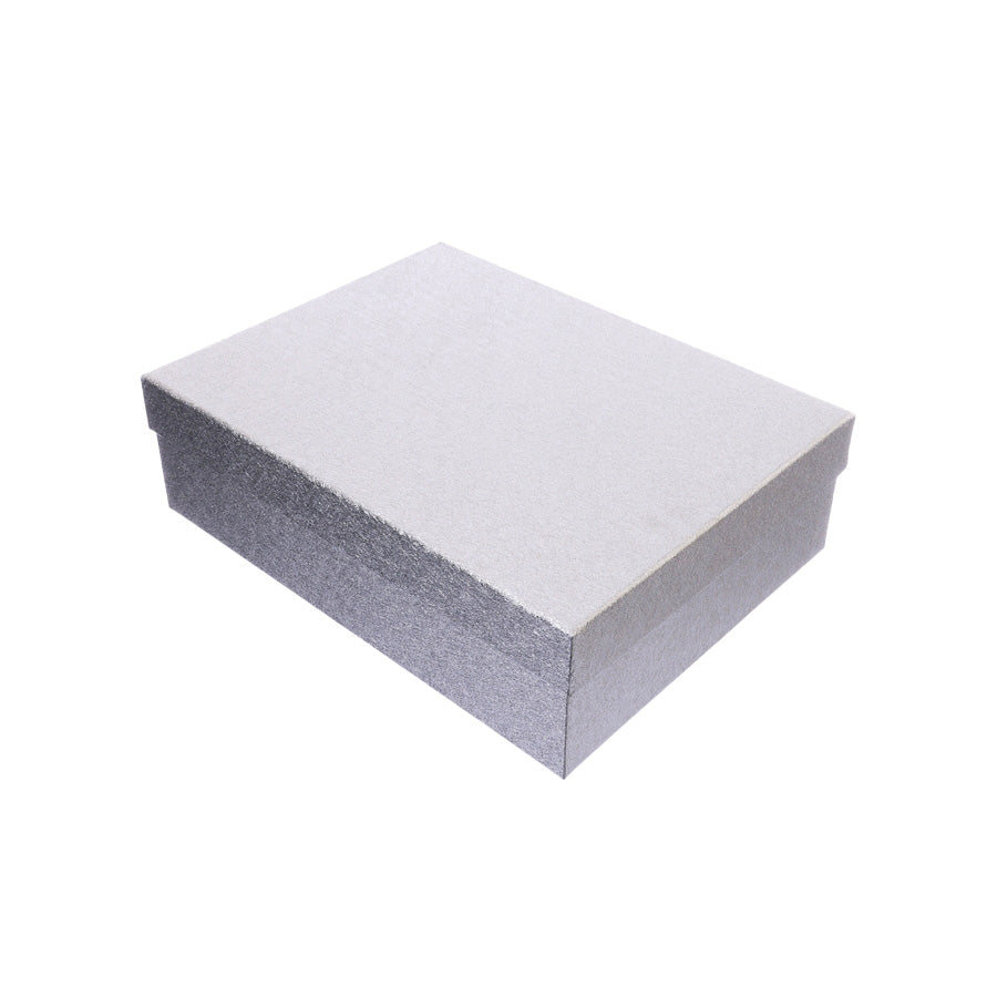 YUCCA Metallic Retangular Box Silver 395X300X120mm