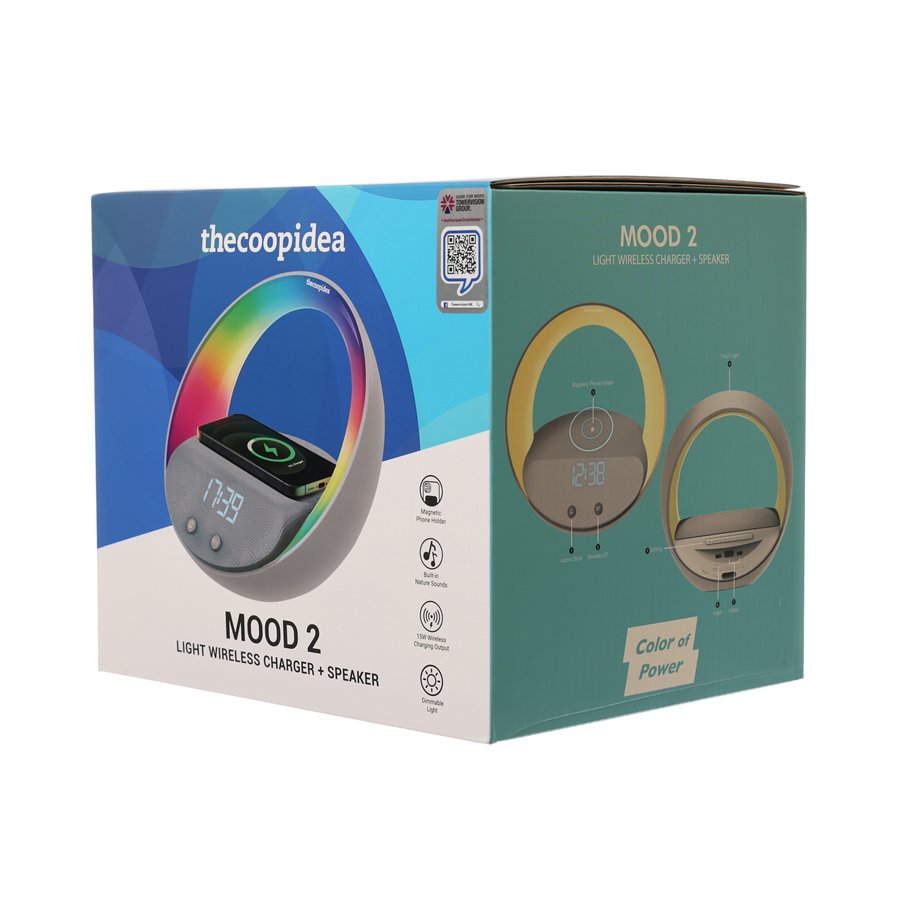 THECOOPIDEA Mood 2 Bluetooth Speaker With Wireless Charger Grey