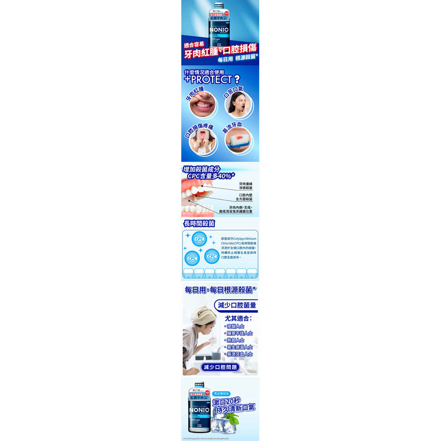 NONIO +PROTECT Mouthwash (Clear Herb Mint) 1000ml  (1000mL)