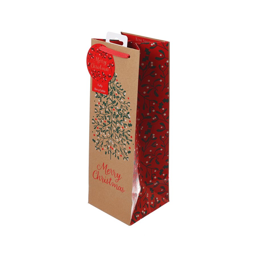 TOMSMITH Xmas Paper Bottle Bag - Merry Berry