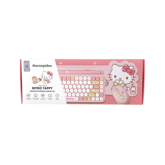 THECOOPIDEA Sanrio Retro Tappy Wireless Keyboard & Mouse Set Hello Kitty