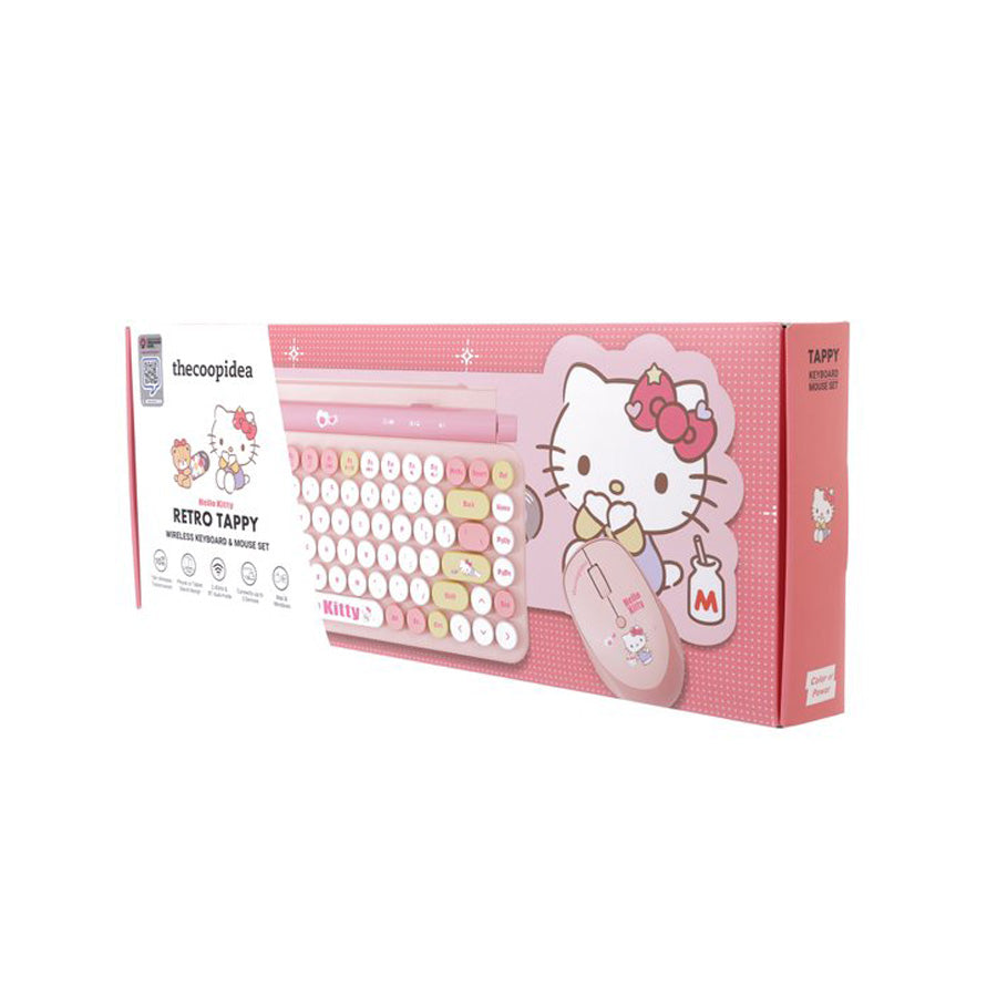 THECOOPIDEA Sanrio Retro Tappy Wireless Keyboard & Mouse Set Hello Kitty