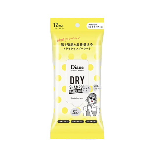 MOIST DIANE Diane Perfect Beauty Dry Shampoo Wipes Hair&Body Fresh Citrus Pear 12pcs