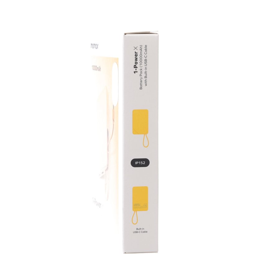 MOMAX 1-Power X Powerbank 10000mAh (37 WH) W/Built-in USB-C Cable Yellow
