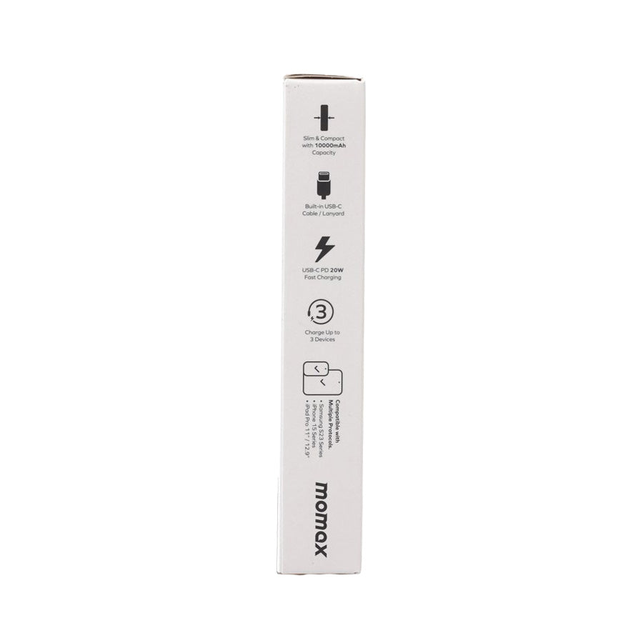 MOMAX 1-Power X Powerbank 10000mAh (37 WH) W/Built-in USB-C Cable Yellow