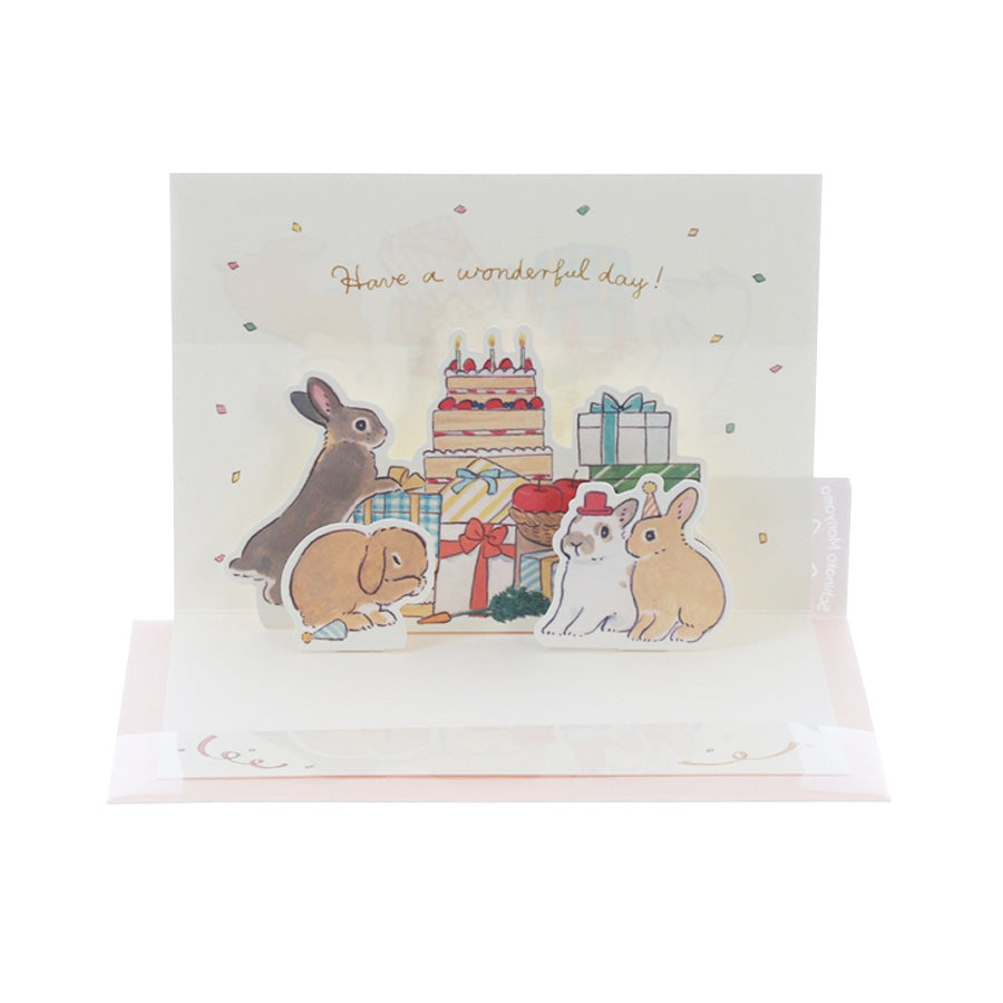 ACTIVE CORP Birthday Card Pop Up - Rabbits & Cake  (14g)