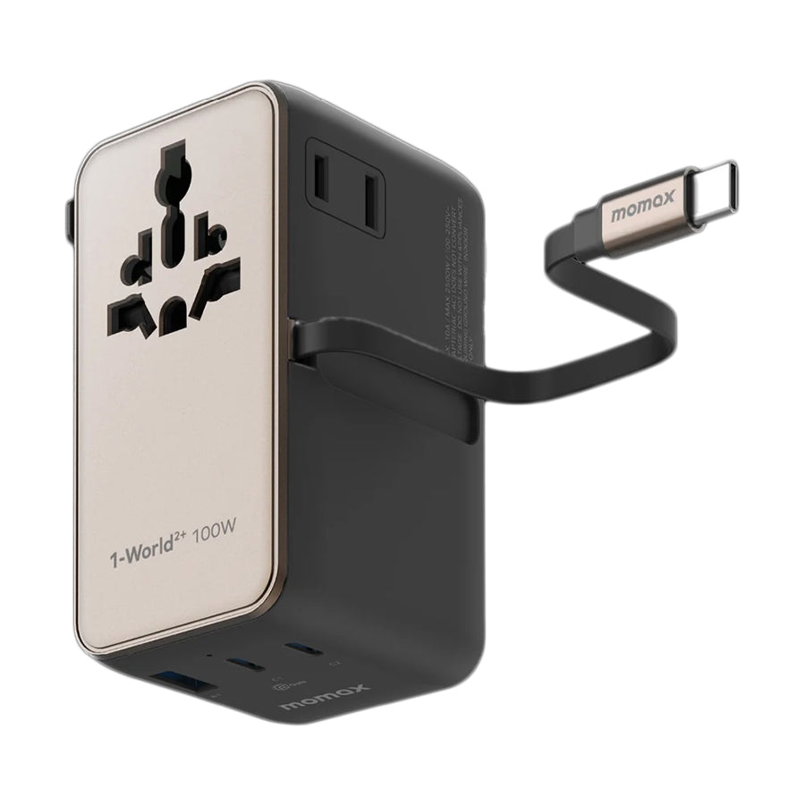 MOMAX 1-World2+ 100W Travel Adaptor-Titanium