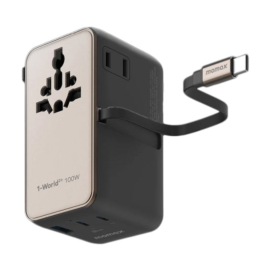 MOMAX 1-World2+ 100W Travel Adaptor-Titanium