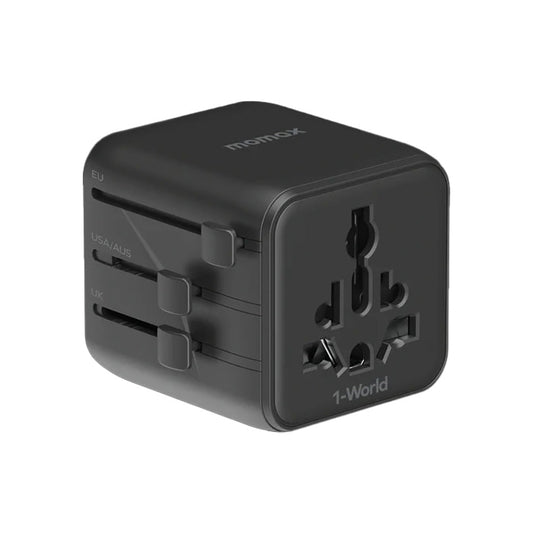 MOMAX 1-World Travel Adaptor (Black)