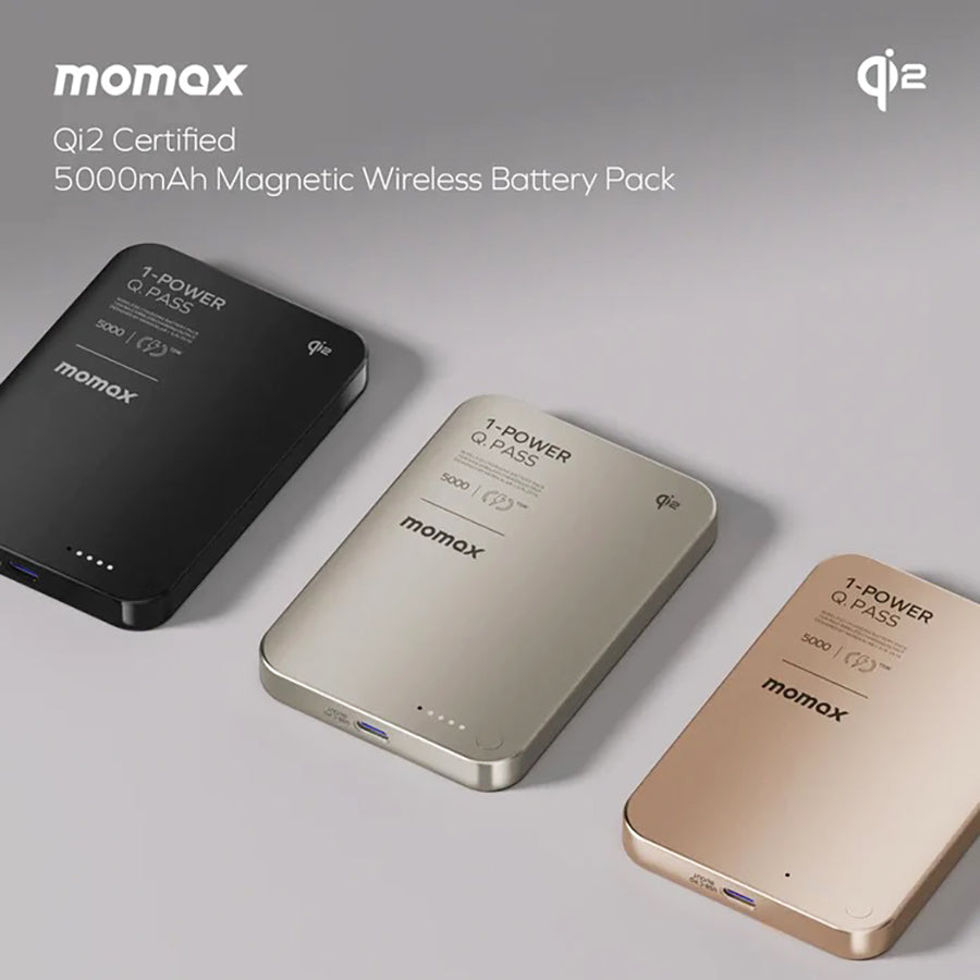MOMAX 1-Power Q.Pass Qi2 5000mAh Magnetic Wireless Powerbank - Black