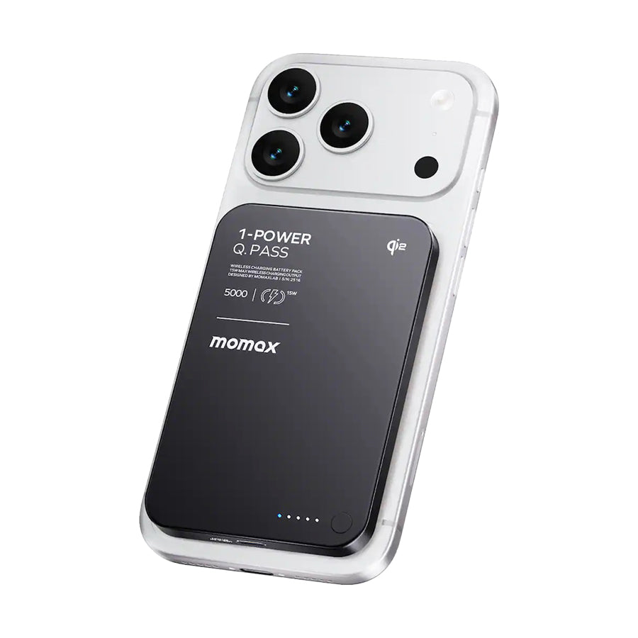 MOMAX 1-Power Q.Pass Qi2 5000mAh Magnetic Wireless Powerbank - Black
