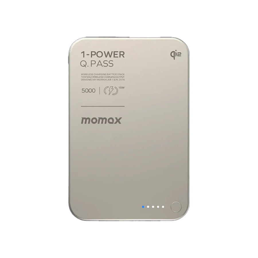 MOMAX 1-Power Q.Pass Qi2 5000mAh Magnetic Wireless Powerbank - Titanium