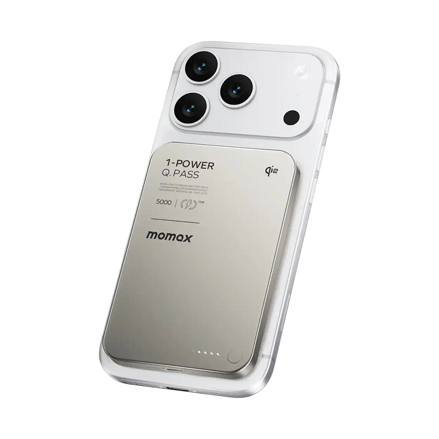MOMAX 1-Power Q.Pass Qi2 5000mAh Magnetic Wireless Powerbank - Titanium