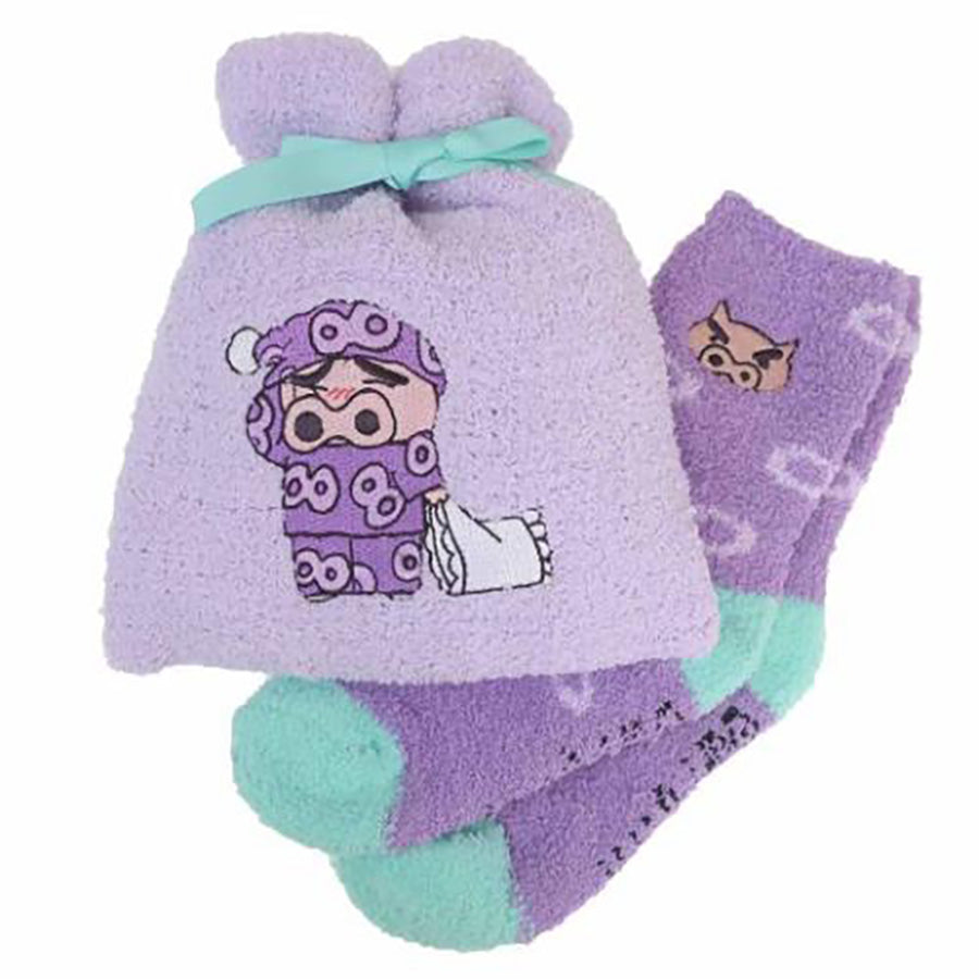 SMALLPLANET F25 Crayon Shin-chan Home Socks - KY3516 - Purple  (50g)
