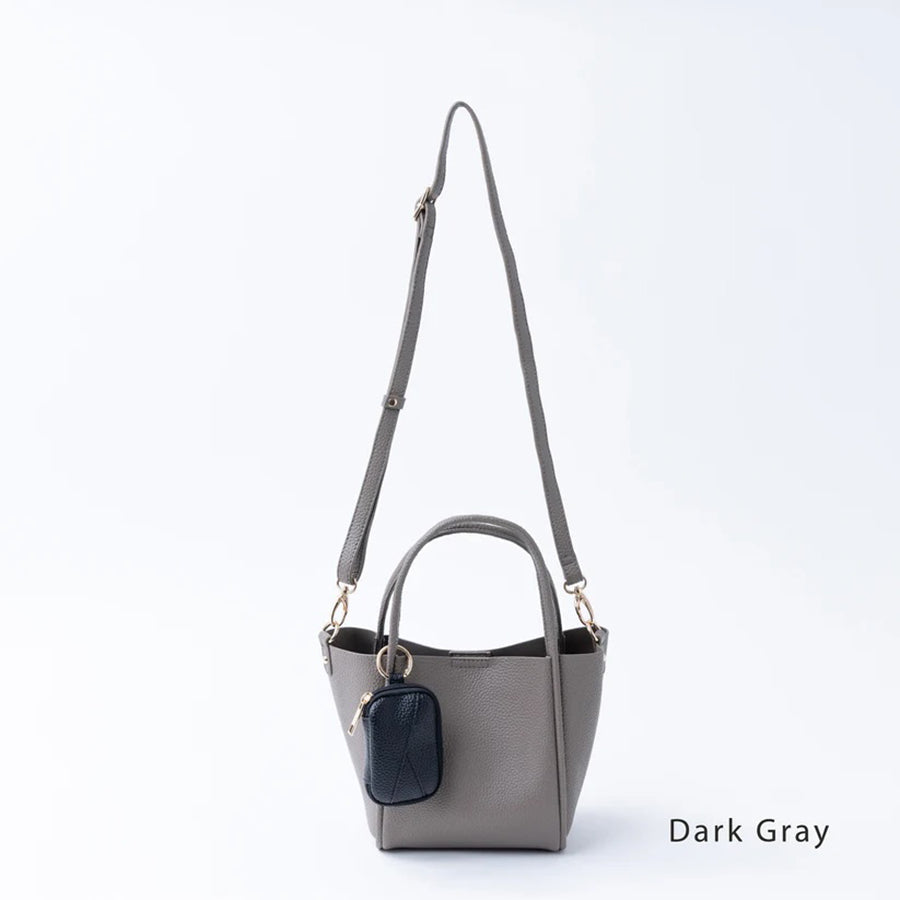 MAISON VERT Lightweight 2-Way Tote with Mini Pouch - Dark Gray