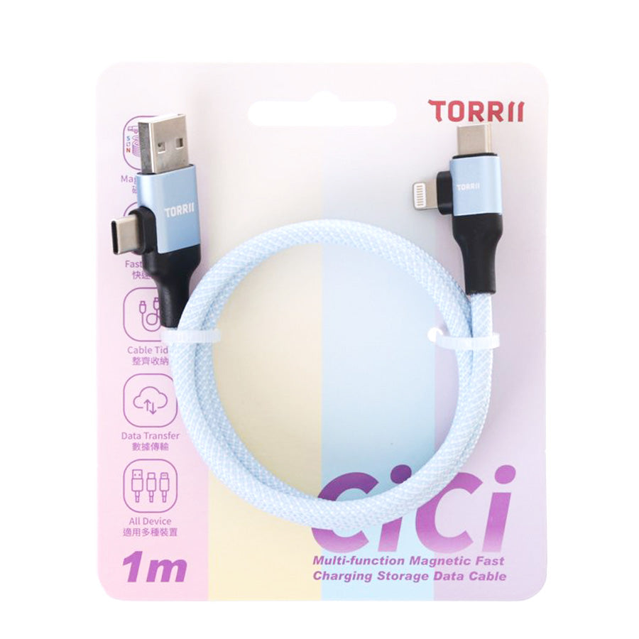 TORRII CiCi Multi Function Magnetic Fast Charging Storage Data Cable - Blue