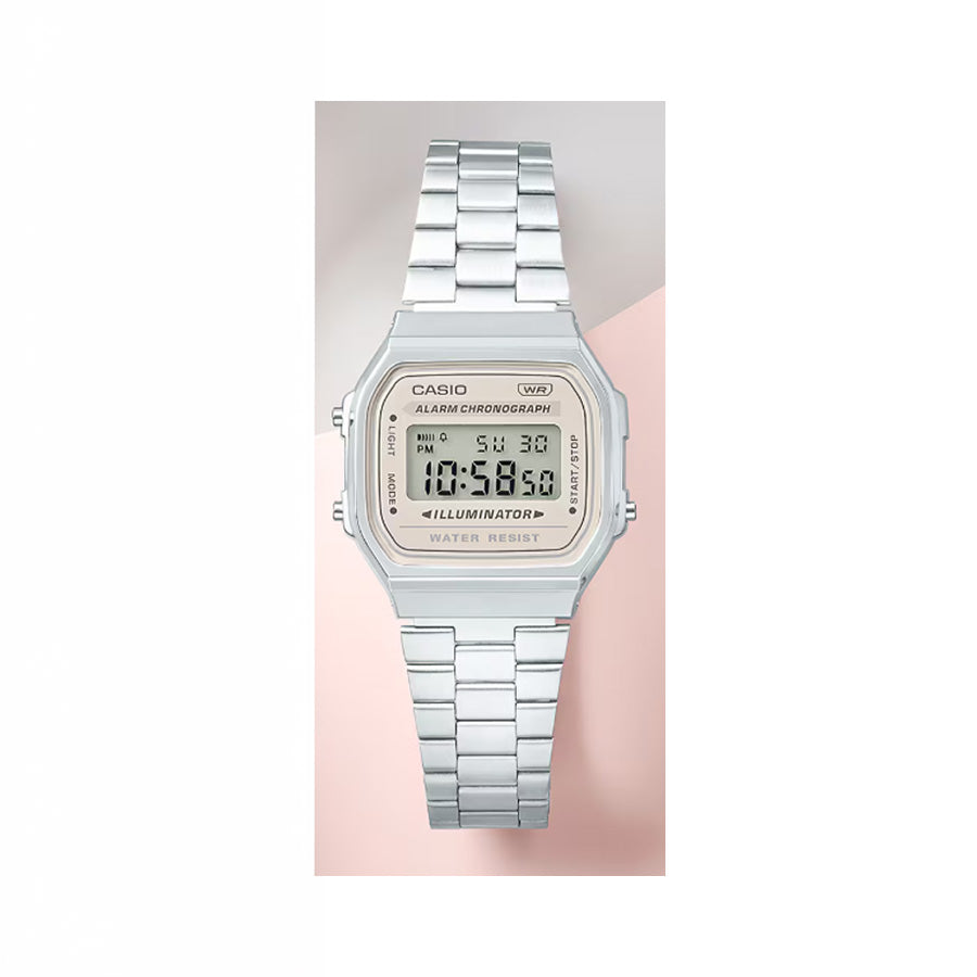 CASIO General - Digital Watch - A168WA-8A - Silver Case/Apricot Dial