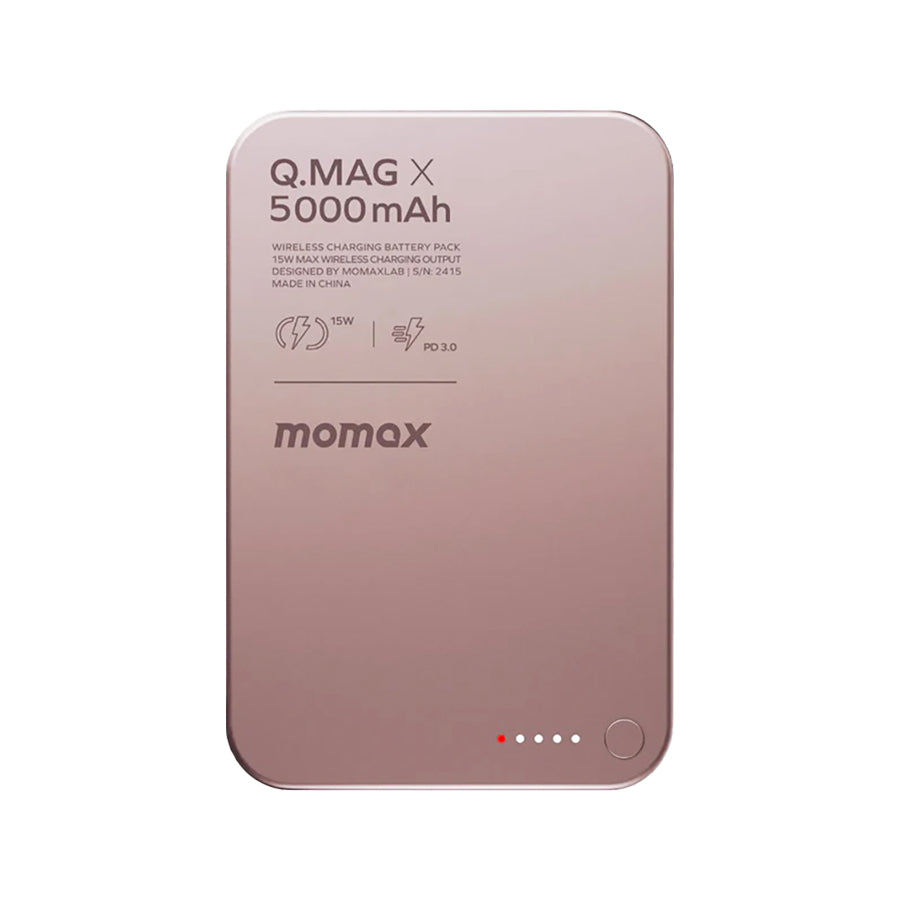 MOMAX Q.Mag X 5000mAh Wireless Powerbank Pink