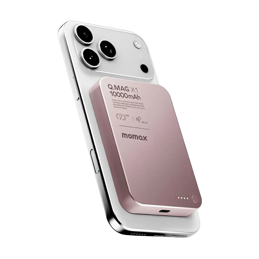 MOMAX Q.Mag X1 10000mAh Wireless Powerbank Pink