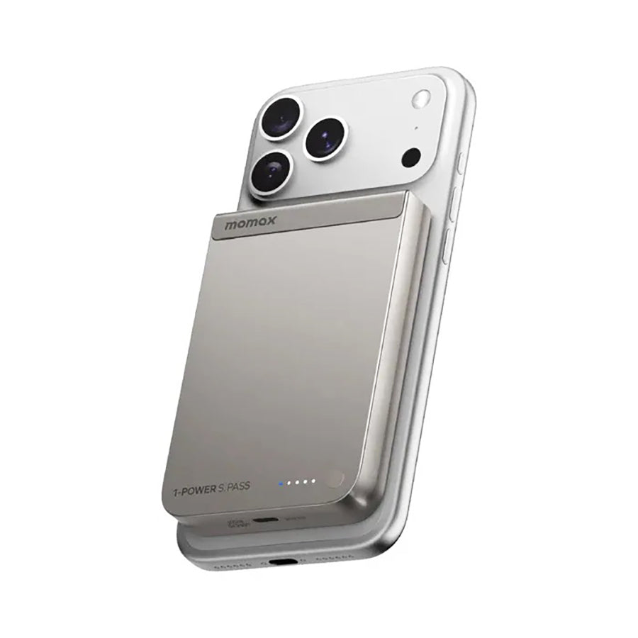 MOMAX 1-POWER S.PASS 10000mAh Qi2 Magnetic Wireless Powerbank Titanium