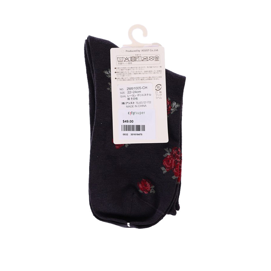 ASSIST S26 AS Mini Rose Pattern Loose Fit Crew Socks - W 2M91005