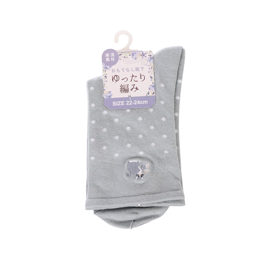 ASSIST S26 AS Cat Embroidery Polka Dot Loose Crew Neck Socks - W 2M91013