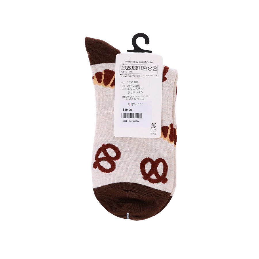 ASSIST S26 AS Bread Print One-Point Embroidery Crew Socks - W 2E51104