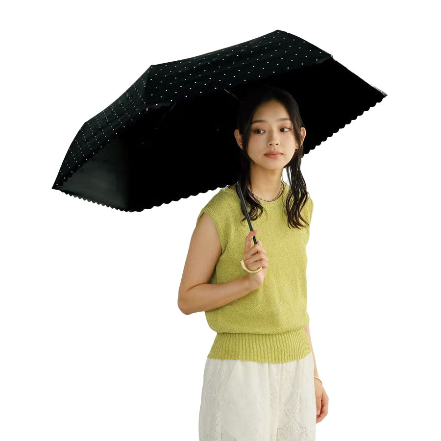 W.P.C. Dot Flower Point Mini Folding Umbrella 55cm - 801-15588-102-BK