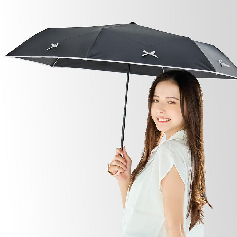 NAKATANI S26 Naka 50cm Ribbon Fold Parasol - Black